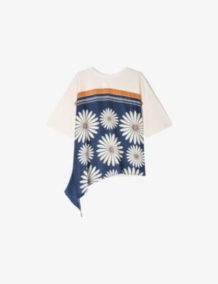 Scarf-Print Short-Sleeve Cotton T-Shirt by SANDRO PARIS