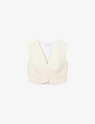 Sequin-Embellished Cropped Woven Top by SANDRO PARIS