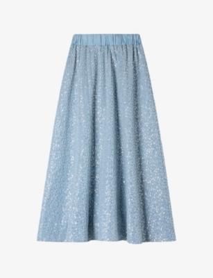 Sequined Elasticated-Waist Woven Maxi Skirt by SANDRO PARIS