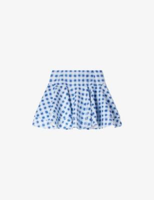 Short Gingham-Print Linen Mini Skirt by SANDRO PARIS