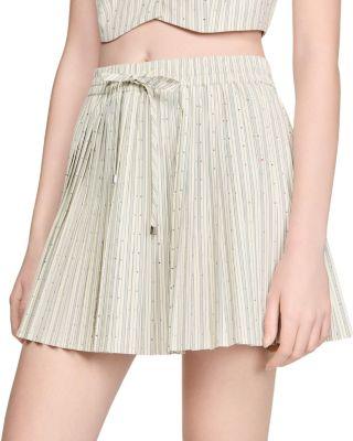 Short Rhinestone Striped Skirt by SANDRO PARIS