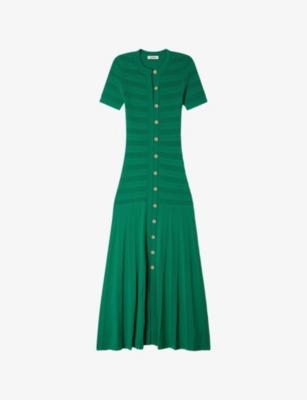 Short-Sleeved Button-Up Knitted Maxi Dress by SANDRO PARIS