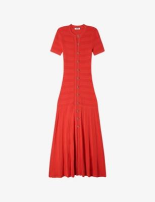 Short-Sleeved Button-Up Knitted Maxi Dress by SANDRO PARIS