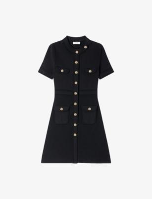 Short-Sleeved Button-Up Knitted Mini Dress by SANDRO PARIS