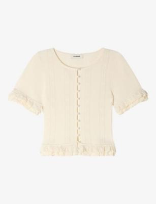 Short-Sleeved Ruffled Knitted Cardigan by SANDRO PARIS