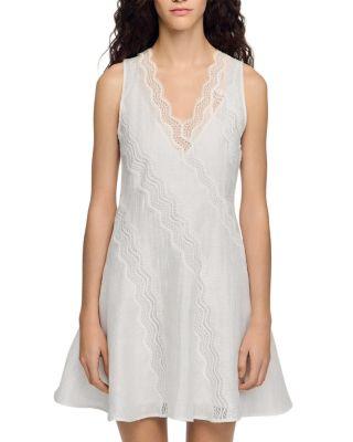 Short Trimmed Linen Dress by SANDRO PARIS