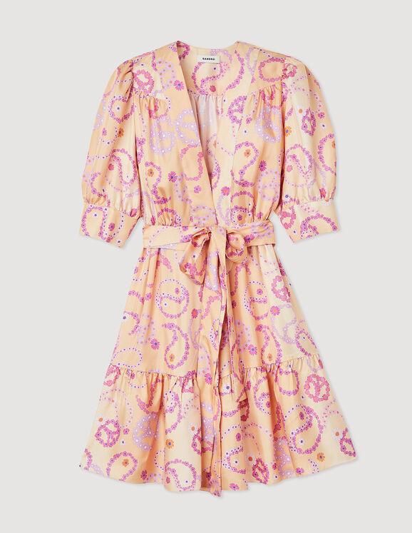 Silk dress with Peace & Love print by SANDRO PARIS