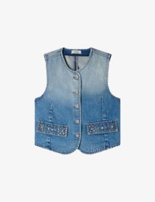 Sleeveless Faded Denim Jacket by SANDRO PARIS