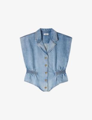 Sleeveless Fitted-Waist Denim Top by SANDRO PARIS