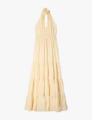Sleeveless Flower-Embellished Linen-Blend Maxi Dress by SANDRO PARIS