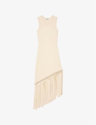 Sleeveless Fringed-Hem Knitted Midi Dress by SANDRO PARIS Sleeveless Fringed-Hem Knitted Midi Dress by SANDRO PARIS