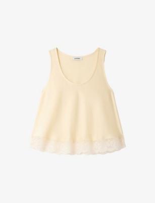 Sleeveless Lace-Trim Satin Top by SANDRO PARIS