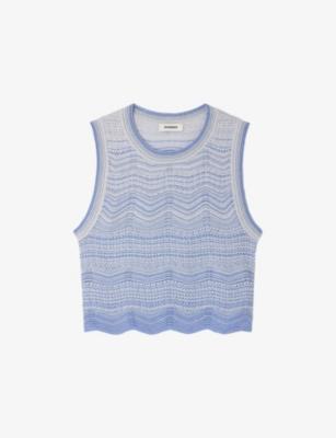 Sleeveless Scalloped-Hem Knitted Crop Top by SANDRO PARIS