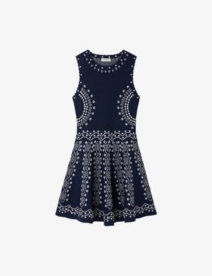 Sleeveless Scarf-Print Stretch-Knit Mini Dress by SANDRO PARIS