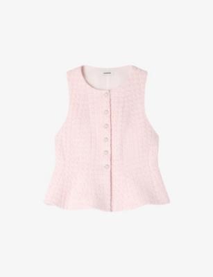 Sleeveless Sequin-Embellished Tweed Jacket by SANDRO PARIS