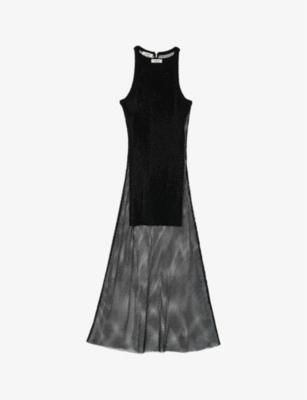 Sleeveless stretch-mesh midi dress by SANDRO PARIS