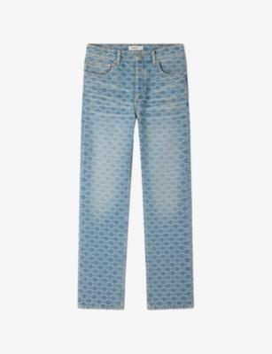 Square-Pattern Straight-Leg Denim Jeans by SANDRO PARIS