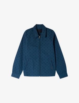 Square-Pattern Zip-Up Denim Jacket by SANDRO PARIS