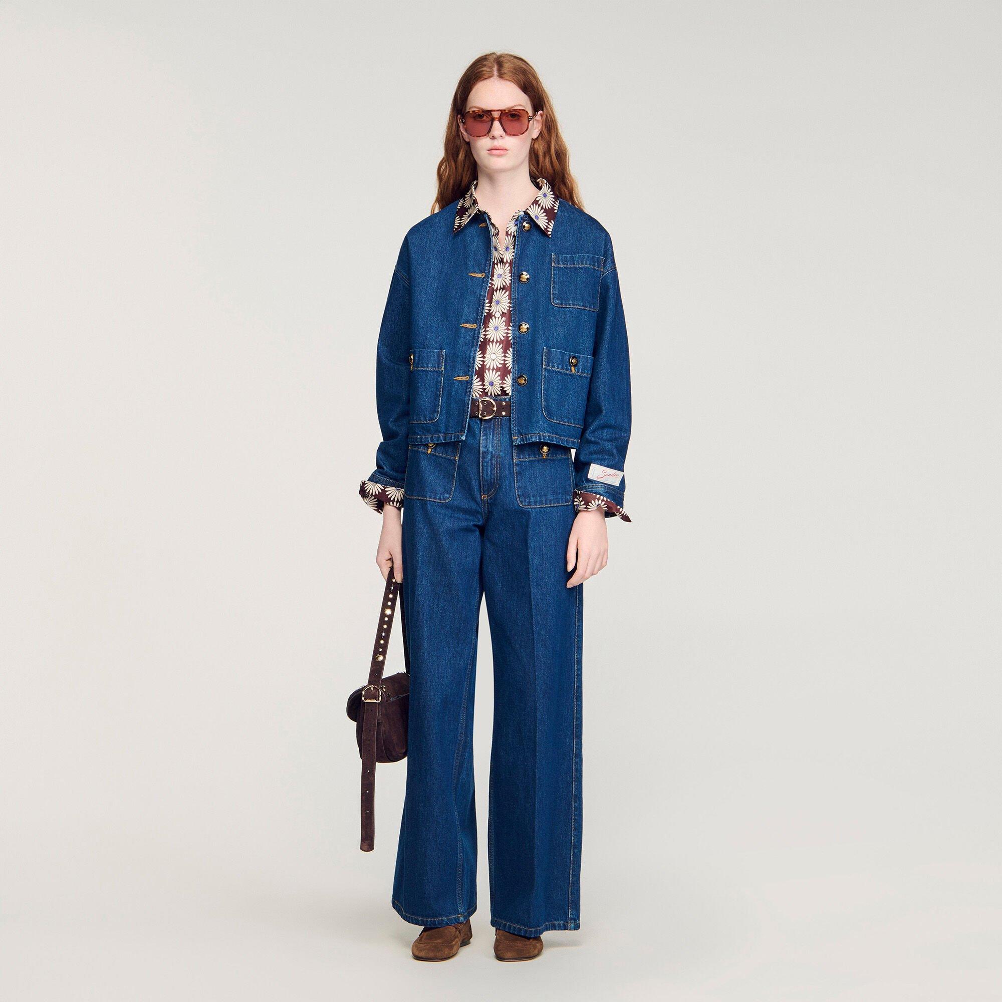 Statement button denim jacket by SANDRO PARIS