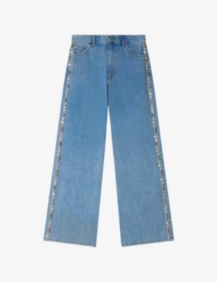 Straight-Leg Rhinestone-Trim Denim Jeans by SANDRO PARIS