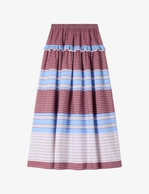 Stripe-Pattern Cotton Maxi Skirt by SANDRO PARIS