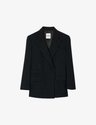 Stripe double-breasted woven blazer by SANDRO PARIS