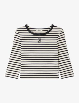 Striped Cropped Cotton-Jersey T-Shirt by SANDRO PARIS