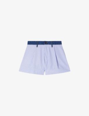 Striped Denim-Trim Woven Shorts by SANDRO PARIS