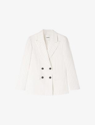 Striped Double-Breasted Linen Blazer by SANDRO PARIS