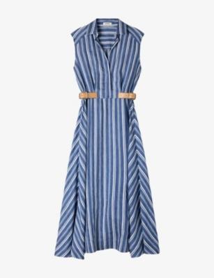 Striped Leather-Tab Woven Maxi Dress by SANDRO PARIS