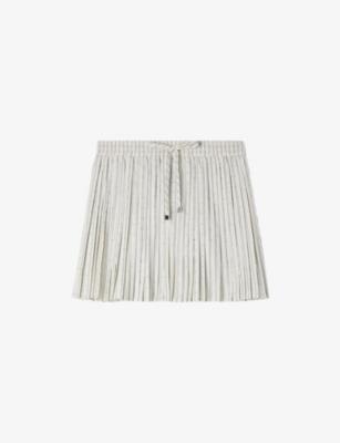Striped Pleated Woven Mini Skirt by SANDRO PARIS