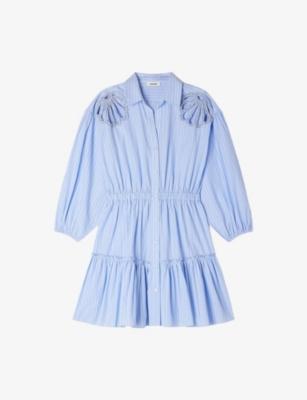 Striped Rhinestone-Embellished Cotton Mini Dress by SANDRO PARIS