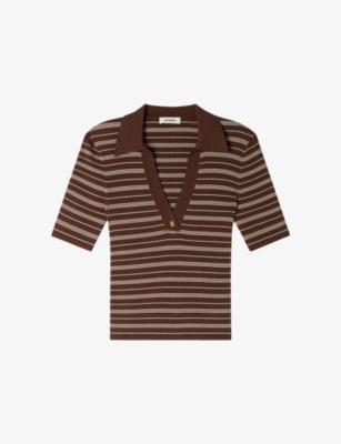Striped Slim-Fit Knitted Polo Shirt by SANDRO PARIS