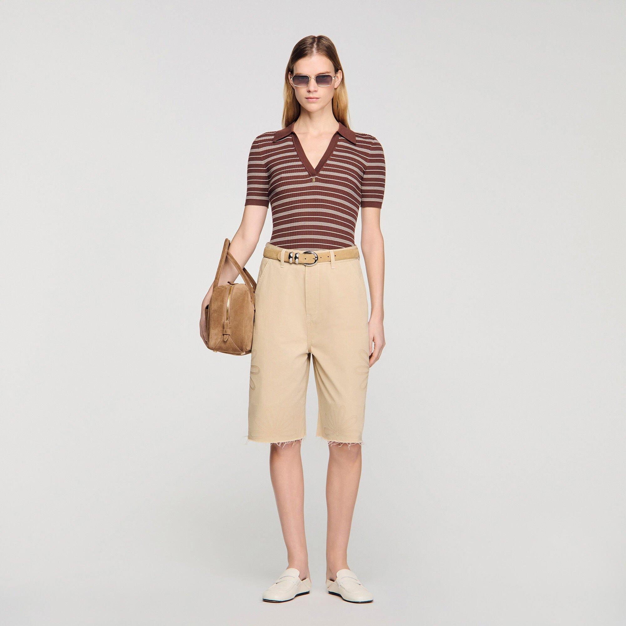 Striped V-neck polo sweater by SANDRO PARIS