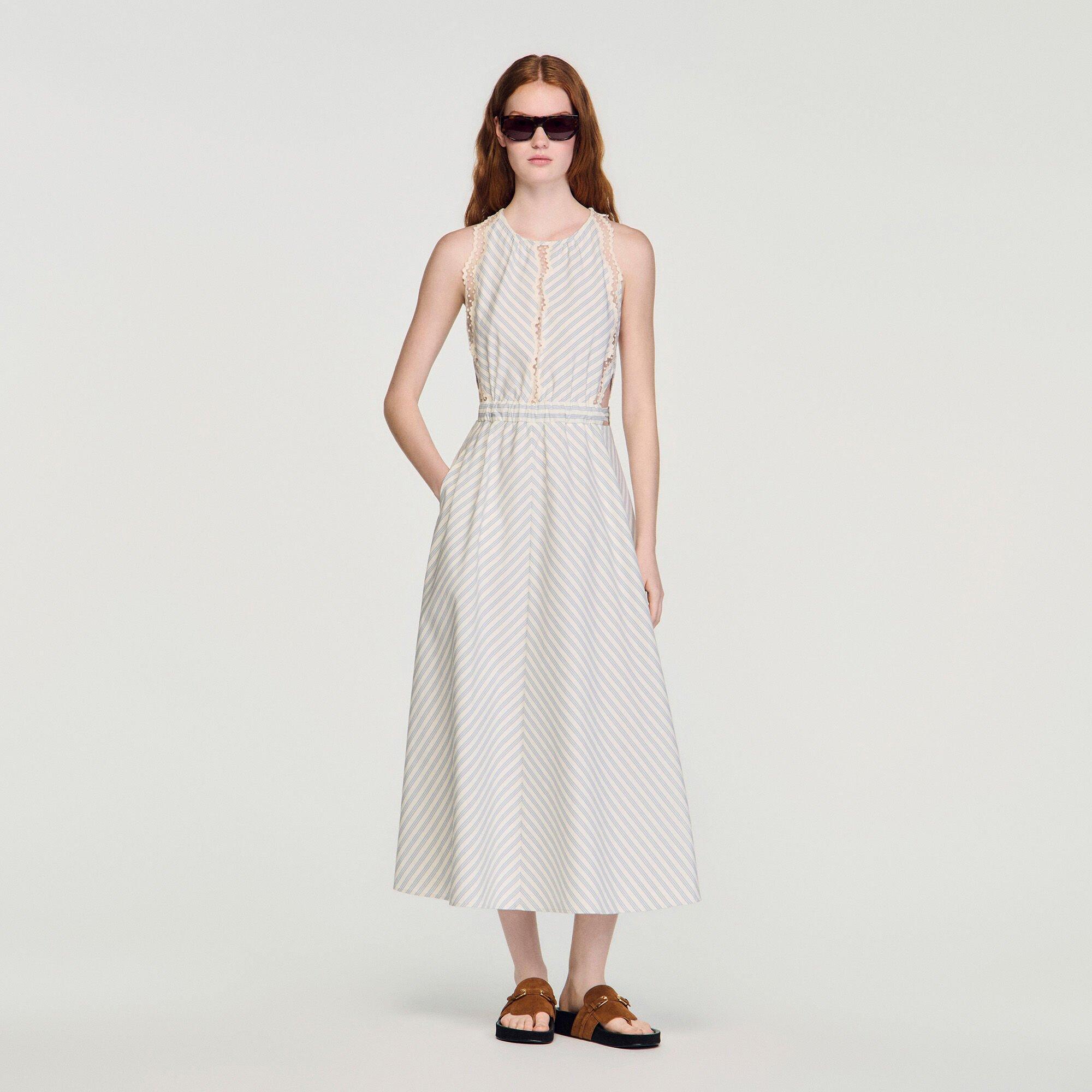 Striped cotton midi dress by SANDRO PARIS