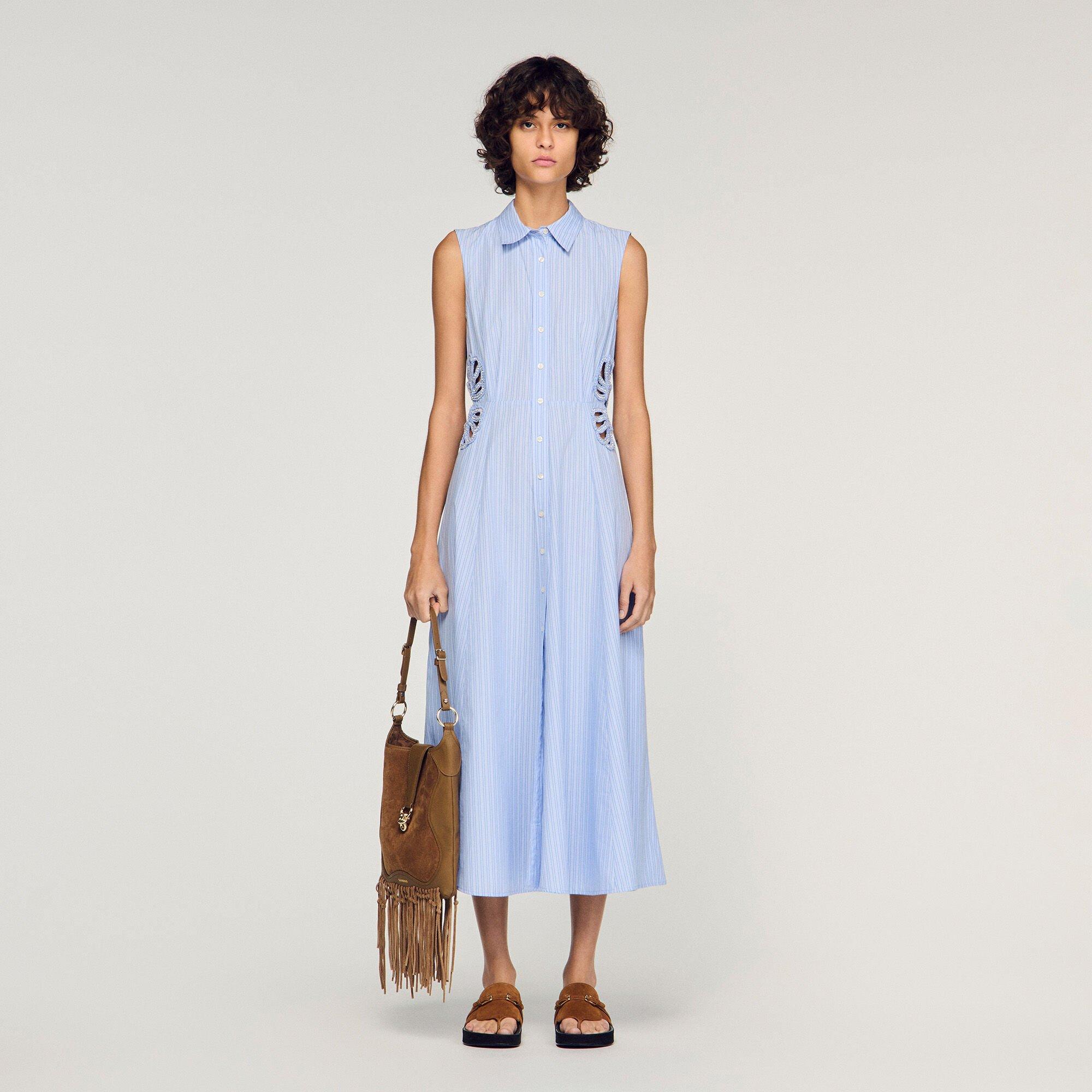 Striped cotton midi dress by SANDRO PARIS