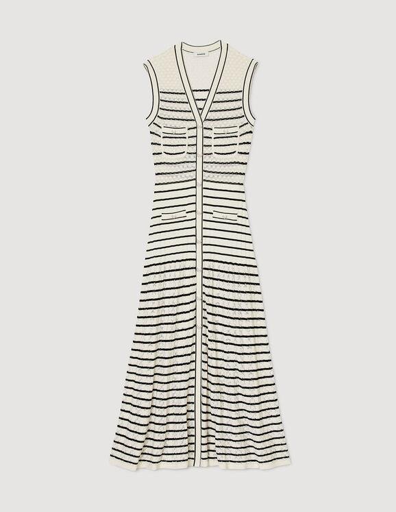 Striped knit midi dress by SANDRO PARIS