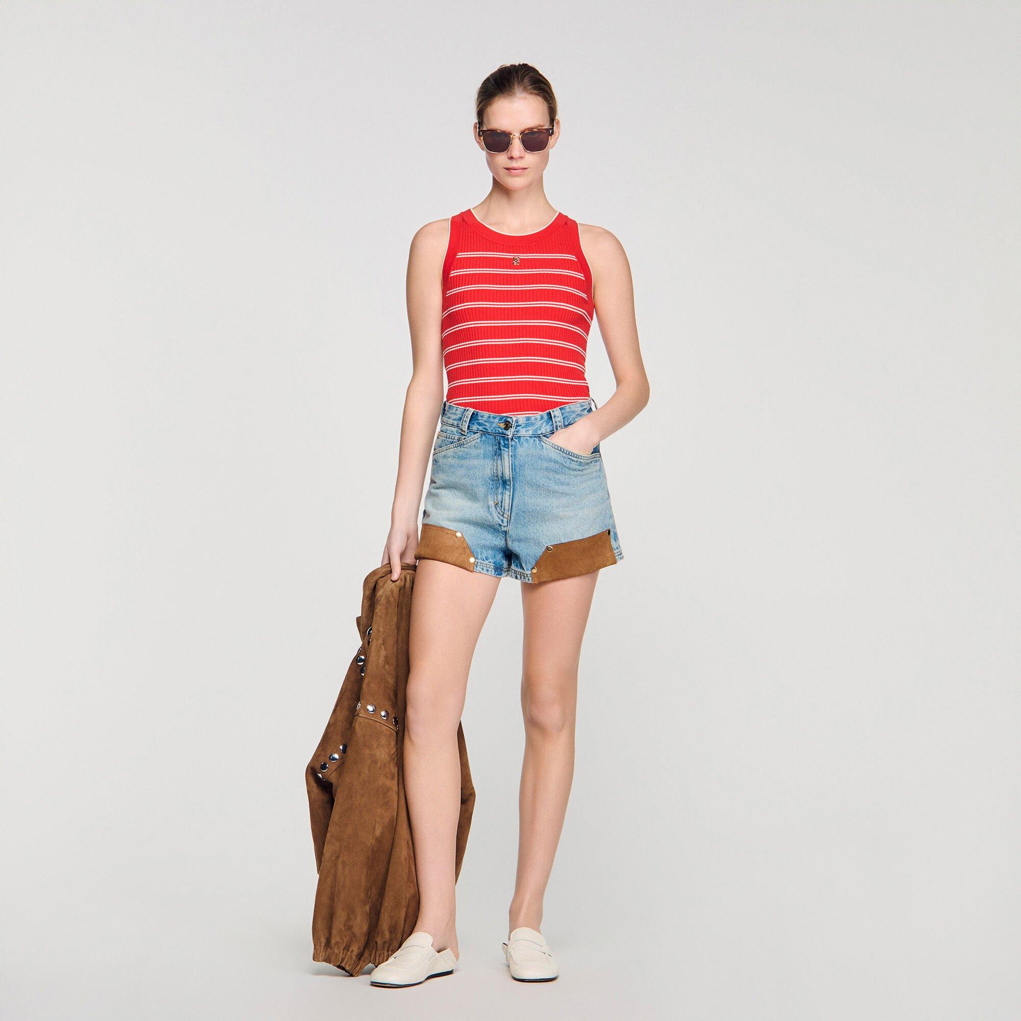 Striped ribbed vest top by SANDRO PARIS