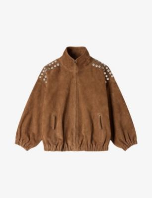 Studded Relaxed-Fit Suede Jacket by SANDRO PARIS
