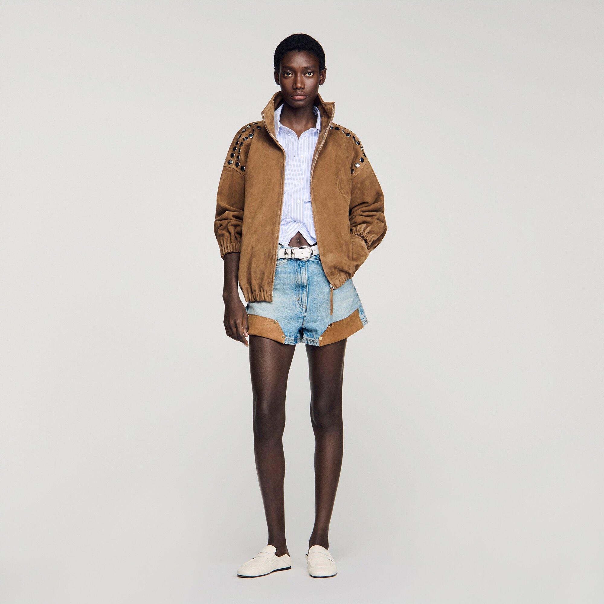 Studded suede jacket by SANDRO PARIS