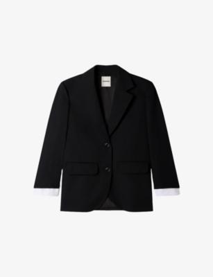 Tailored Lapel-Collar Satin Blazer by SANDRO PARIS