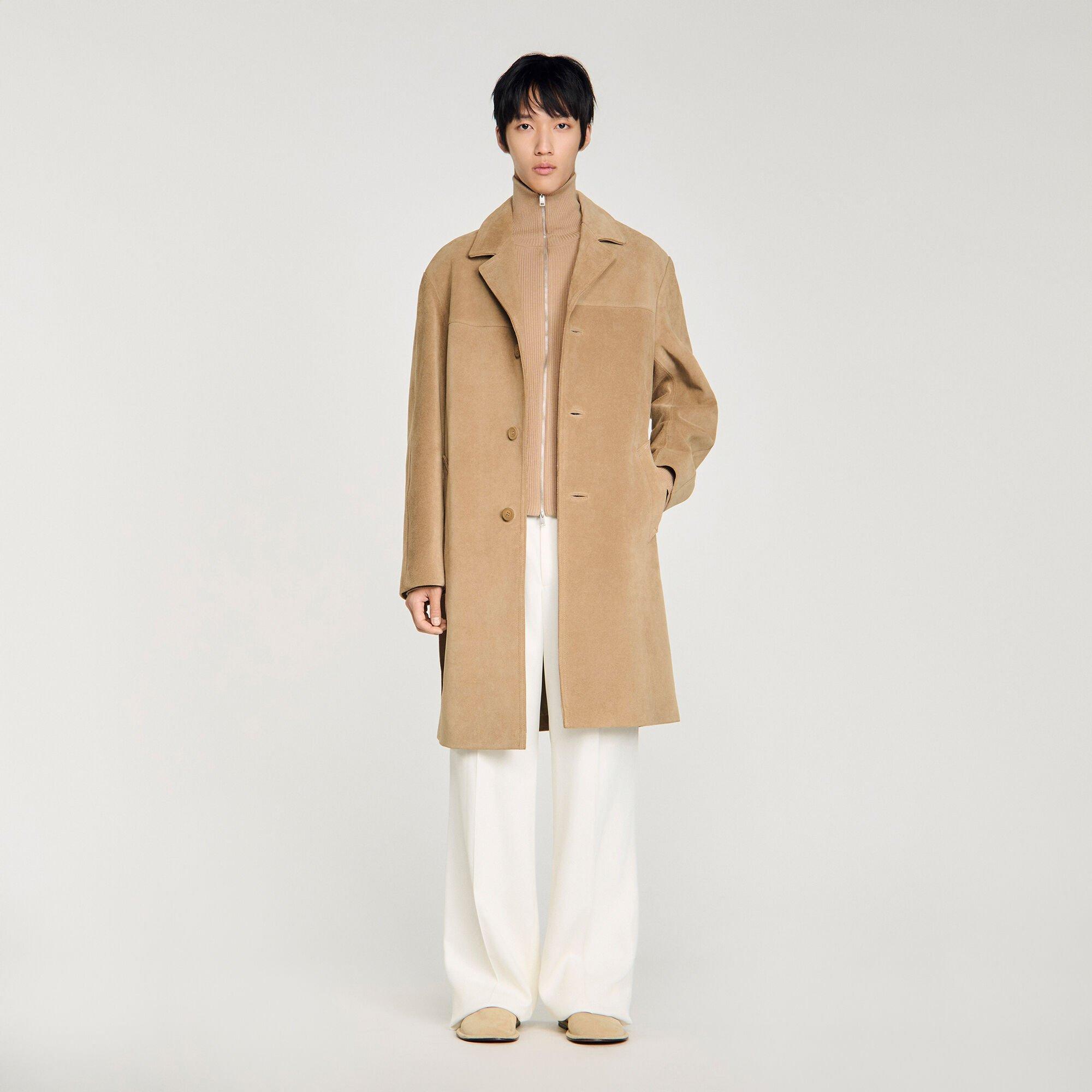 Tailored belted leather coat by SANDRO PARIS
