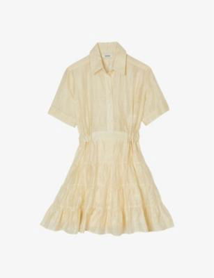 Tiered-panel linen-blend mini dress by SANDRO PARIS