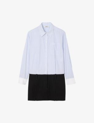 Two-Tone Long-Sleeve Cotton Mini Dress by SANDRO PARIS