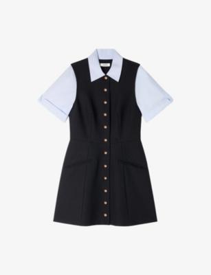 Two-in-One Short-Sleeved Stretch-Woven Mini Dress by SANDRO PARIS