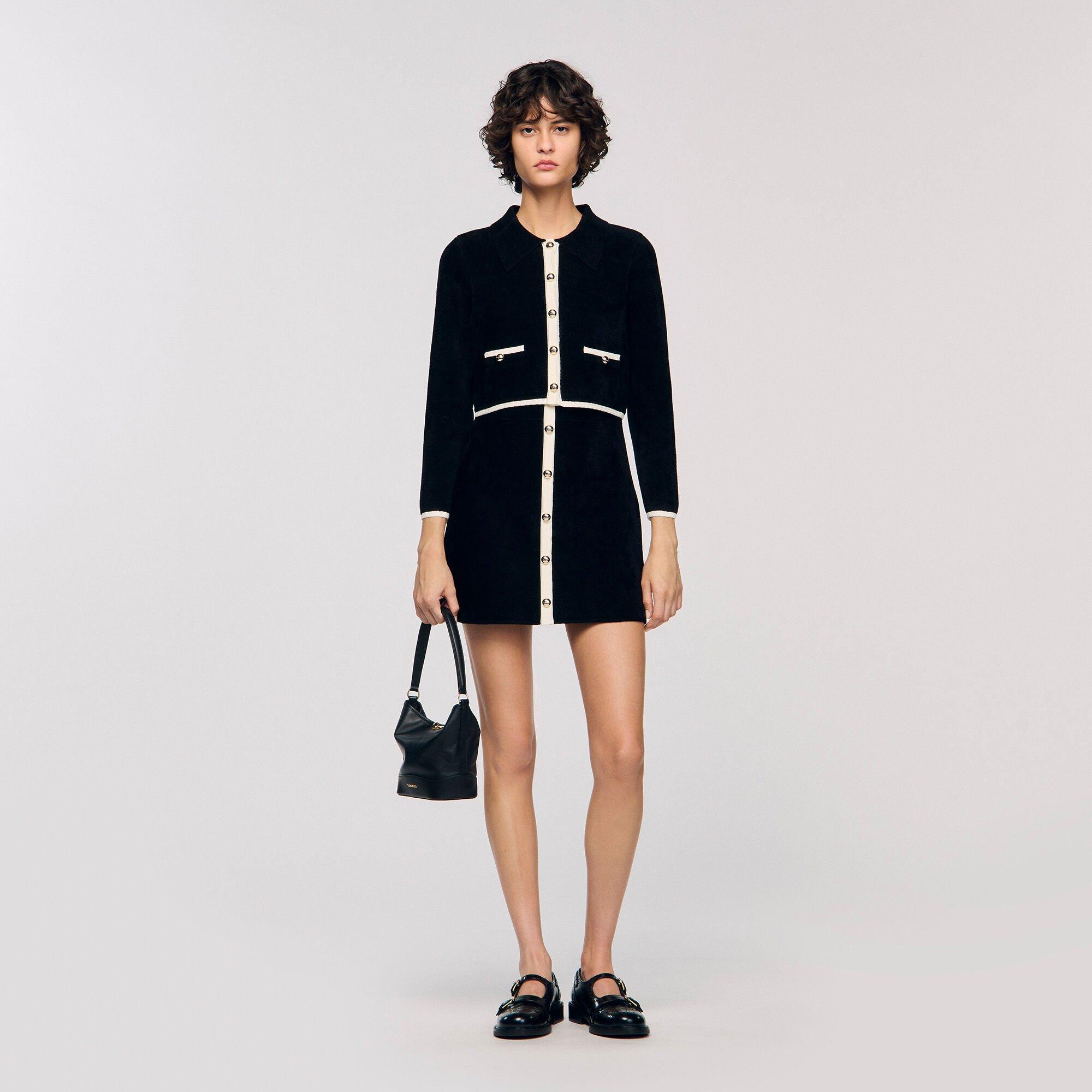 Two-tone shirt collar cardigan by SANDRO PARIS