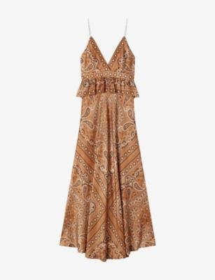 V-Neck Bandana-Print Woven Maxi Dress by SANDRO PARIS