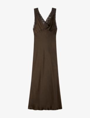 V-Neck Lace-Embroidered Woven Maxi Dress by SANDRO PARIS