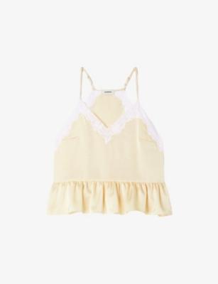 V-Neck Ruffle-Hem Woven Top by SANDRO PARIS