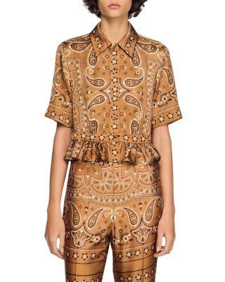 Vanessi Bandana Print Cropped Shirt by SANDRO PARIS